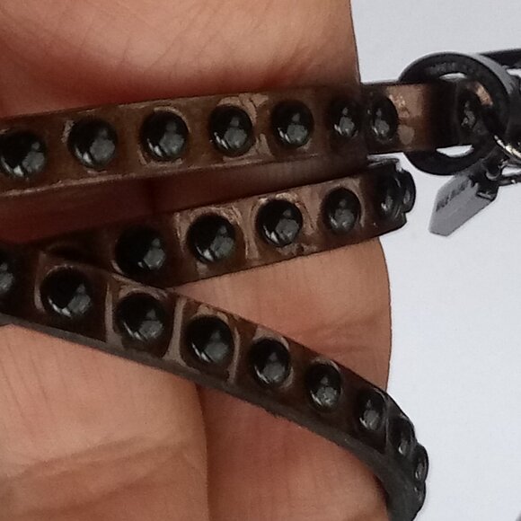 Burberry Leather Wrap Bracelet black bronze made in Italy - Picture 4 of 6